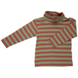 Polo neck top - Orange and Green Breton Stripe
