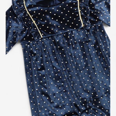 Romper velour navy gold glitz