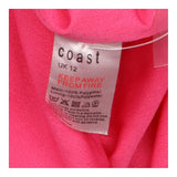 Dress Bright Pink Midi V-Neck Angel Sleeve Button 