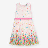 Dress Sleeveless White Colourful Flowers