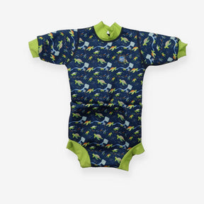 Navy swimsuit with turtles and rays
