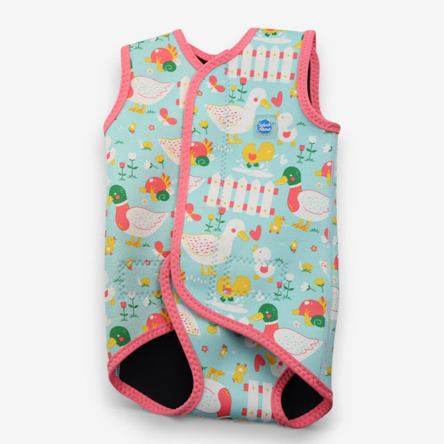 Wrap round swim suit wet suit blue ducks pink edgi