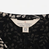 Tunic Top Black Cream Leaf Print Organic Cotton