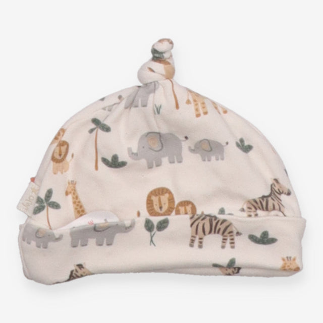 Baby Hat Knotted Safari Animal Print Cream