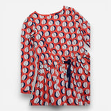 Dress long sleeve orange  with white and navy leaf
