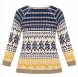 Jumper Linen Cotton Fairisle Pattern Navy Cream Mu