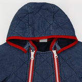 Denim Quilted Pramsuit with Red Trims