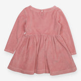 Pink velour dress with festive robin