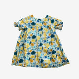Yellow and Blue Woven Dress with Yellow Cardigan