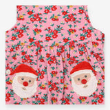 Pinafore Dress Floral Cord with Santa Appliques