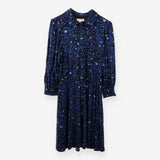 Blue and black floral midi dress