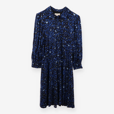 Blue and black floral midi dress