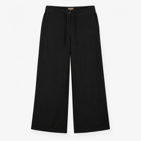 Trousers Black Wide Leg Tie Waist Fluid