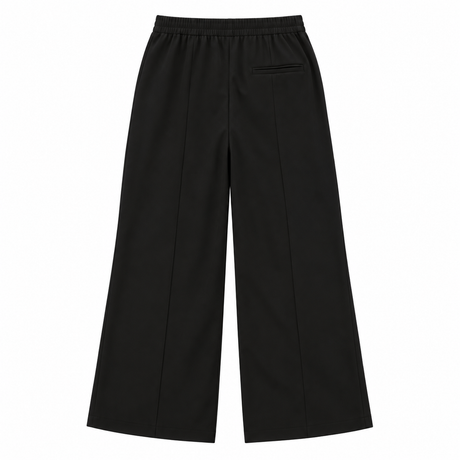 Wide Leg Trousers Elasticated Waist Black