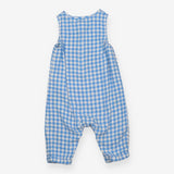 Romper blue check woven