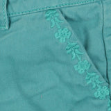 Shorts green embroidery pocket