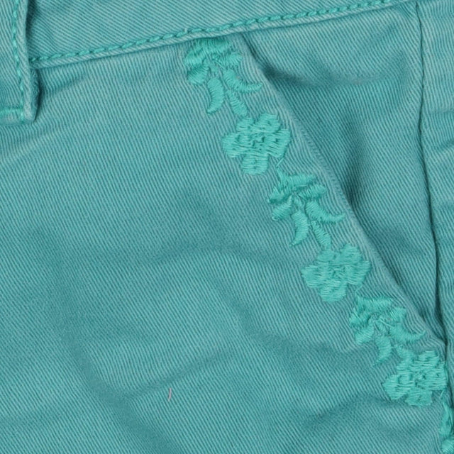 Shorts green embroidery pocket