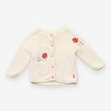 Cardigan white pink buttons ladybugs