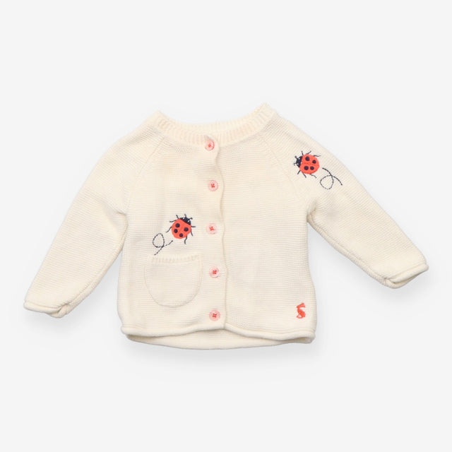 Cardigan white pink buttons ladybugs