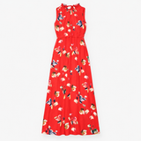 Dress Floral Print Ruffled High Neck Sleeveless Ma