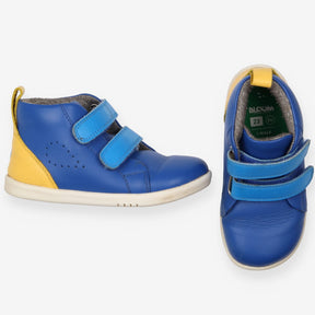 Boot trainers blue yellow velcro