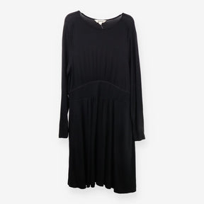 Long Sleeve Jersey Dress – Black, Cinched Waist