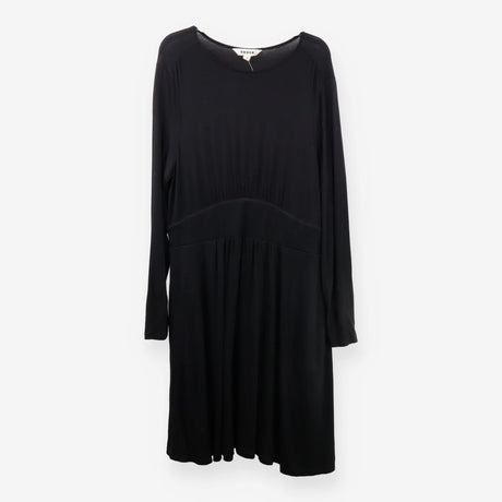 Long Sleeve Jersey Dress – Black, Cinched Waist