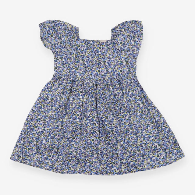 Dress SS blue floral woven