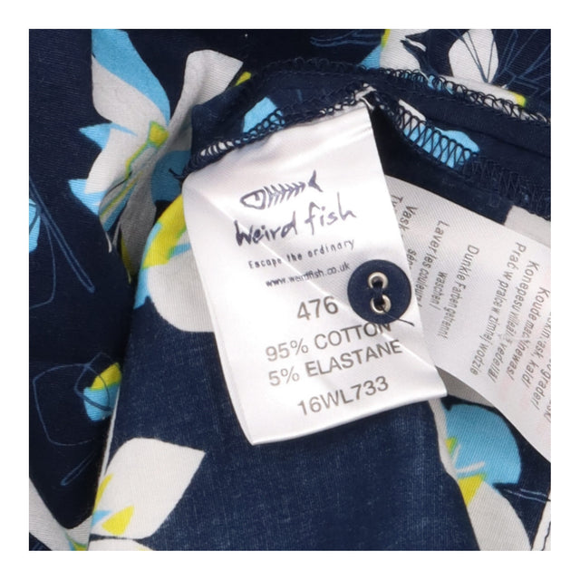 Dress Navy Blue Floral Print Cap Sleeve Scoop Neck