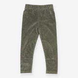 Leggings velour green ribbed knee patches