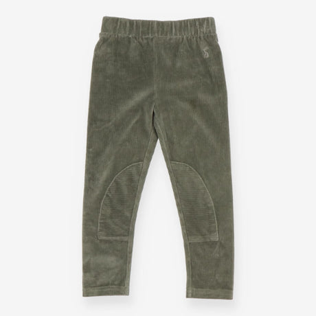 Leggings velour green ribbed knee patches