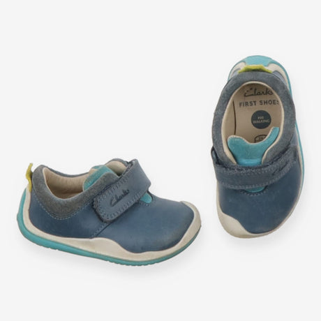Leather Shoes Blue Velcro Strap