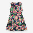 Midi Dress Navy Tropical Floral Fit and Flare