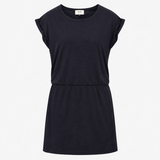 Midi Dress Slouchy Scoop Neck Short Sleeve Navy