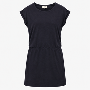 Midi Dress Slouchy Scoop Neck Short Sleeve Navy
