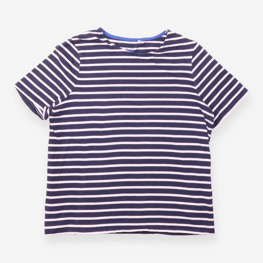 Top Navy Pink Stripe Short Sleeve Cotton T-Shirt