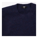 Jumper Navy Blue Wool Blend Knit Crew Neck