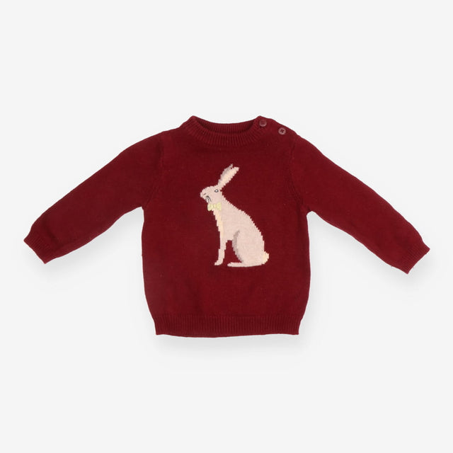 Sweater knit maroon hare with bowtie 