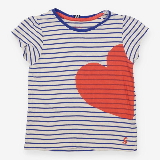 T-shirt blue and white stripe with red heart