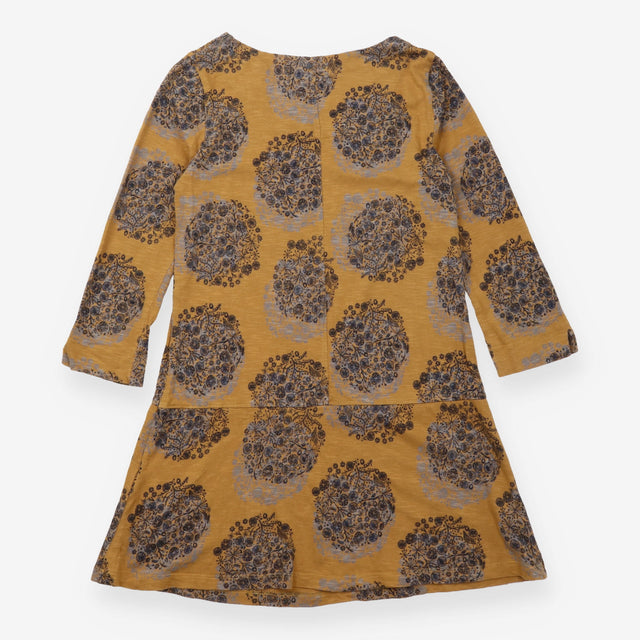 Dress Yellow Floral Print Jersey 3/4 Sleeve Tunic