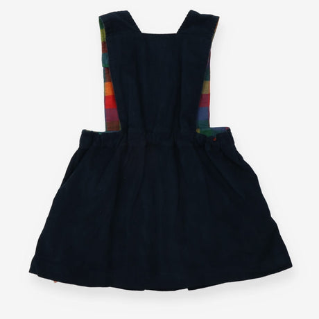 Pinafore blue cord check lining