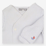 Baby Knit Cardigan Blue and White Stripe with Sail