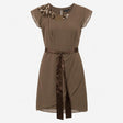 Dress Short Sleeve Embellished Sequin Pleated Taup