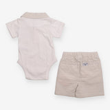 Bodysuit and Cream Striped Shorts - Tahari