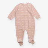 Sleepsuit Velour Pink Whale Appliques