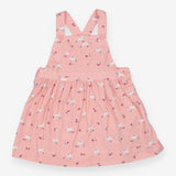 Pinafore cord pink white rabbits