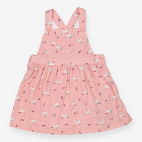 Pinafore cord pink white rabbits