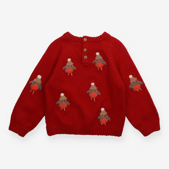 Red knit robin sweater