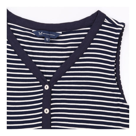 Sleeveless Henley Top Stripe Jersey Navy White