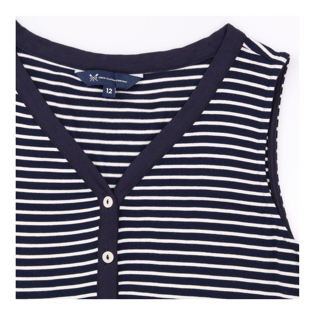 Sleeveless Henley Top Stripe Jersey Navy White